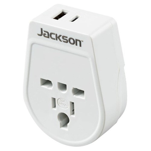 Jackson Slim Inbound Travel Adaptor USA/Japan/Hong Kong to NZ/AU Plug with USB Charging Ports