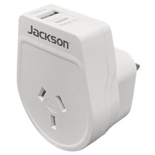 Jackson Slim Outbound Travel Adaptor NZ/AU to UK/ Hong Kong Plug with USB Charging Ports