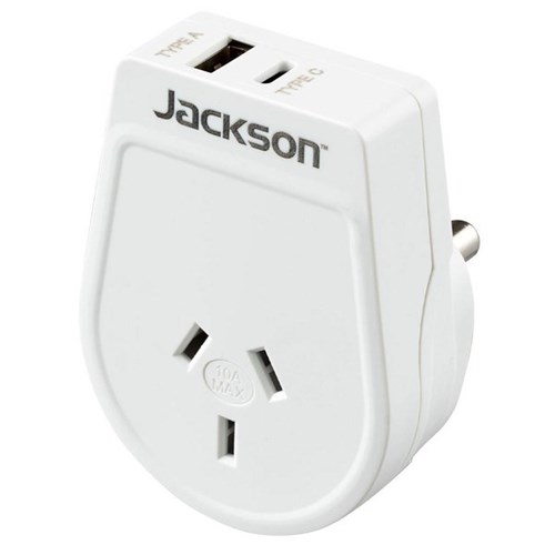 Jackson Slim Outbound Travel Adaptor NZ/AU to South Africa Plug with USB Charging Ports