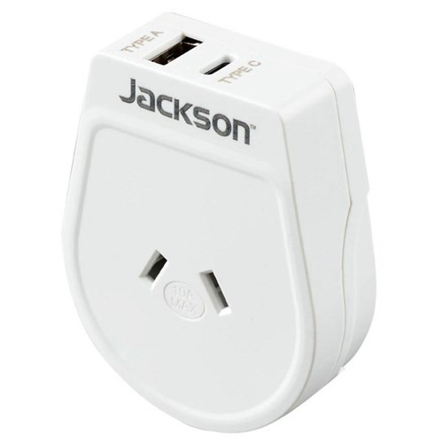 Jackson Slim Outbound Travel Adaptor NZ/AU to USA/Japan Plug with USB Charging Ports