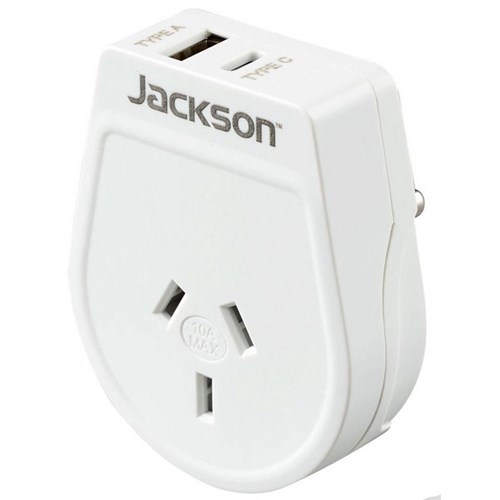 Jackson Slim Outbound Travel Adaptor NZ/AU to Sri Lanka Plug with USB Charging Ports