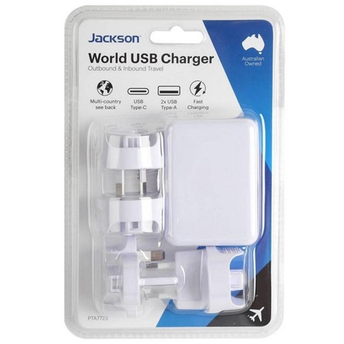 Jackson PTA7723 Worldwide USB Charger Travel Adaptor 