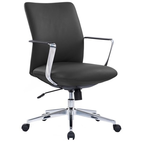 Director Mid Back Chair with Arms Black Leather