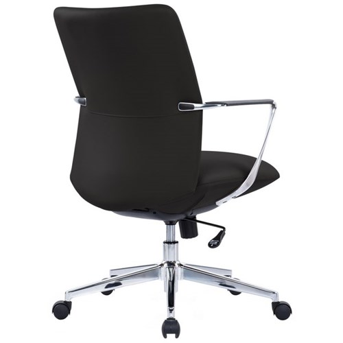 Director Mid Back Chair with Arms Black Leather