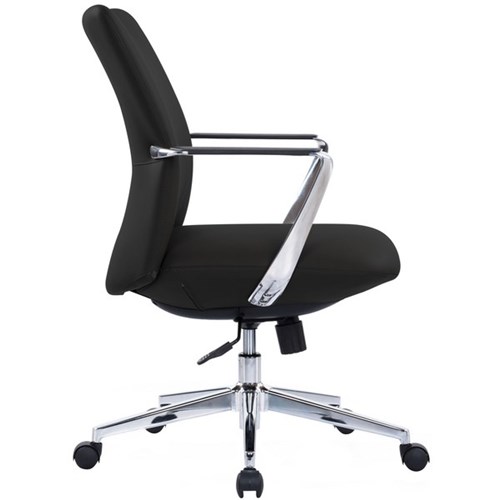 Director Mid Back Chair with Arms Black Leather