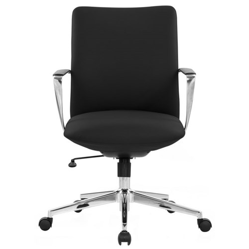 Director Mid Back Chair with Arms Black Leather