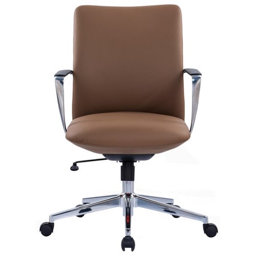 Director Mid Back Chair with Arms Tan Leather