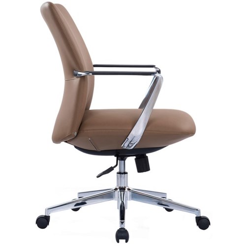 Director Mid Back Chair with Arms Tan Leather