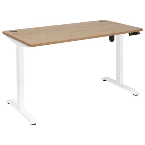 Amplify Electric Height Adjustable Desk Single Motor 120kg 1500x750mm Pacific Oak/White