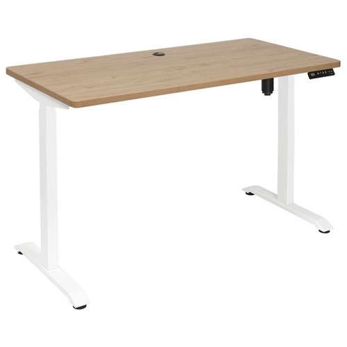 Amplify Electric Height Adjustable Desk Single Motor 80kg 1200x600mm Pacific Oak/White