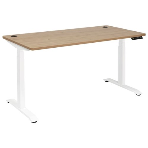 Amplify Electric Height Adjustable Desk Dual Motor 160kg 1800x800mm Pacific Oak/White