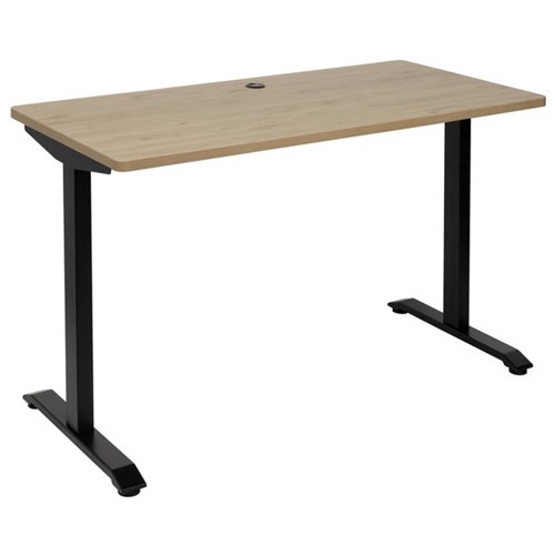 Amplify Straight Desk 12000x600mm Pacific Oak/Black