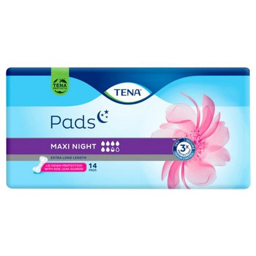 TENA Maxi Night Continence Pads Women's, Carton of 3 Packs of 14