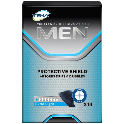 TENA Men Protective Shield Continence Liner Black, Carton of 3 Packs of 14