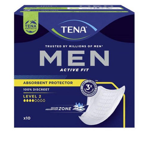 TENA Continence Liners Men Level 2, Carton of 4 Packs of 10