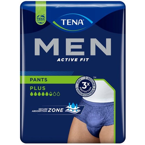 TENA Men Active Fit Continence Pants Navy Medium, Carton of 2 Packs of 9