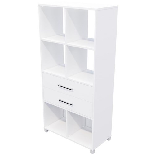 Cubby Hole Storage Unit 6 Cube 2 Drawers 800x400x1650mm White