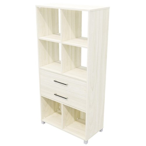 Cubby Hole Storage Unit 6 Cube 2 Drawers 800x400x1650mm Coastal Elm