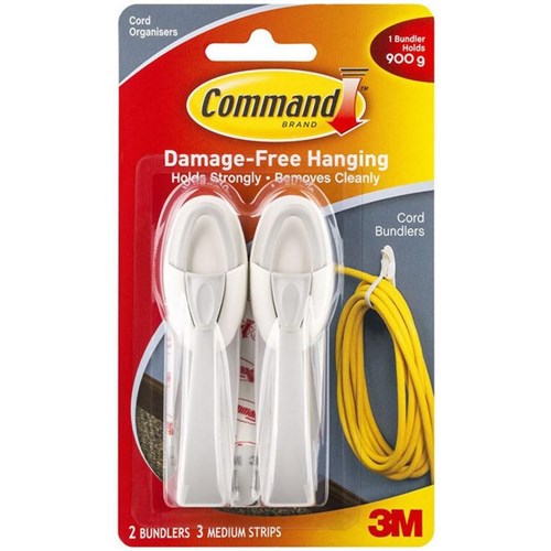 Command™ Cord Bundlers 17304 Medium White, Pack of 2