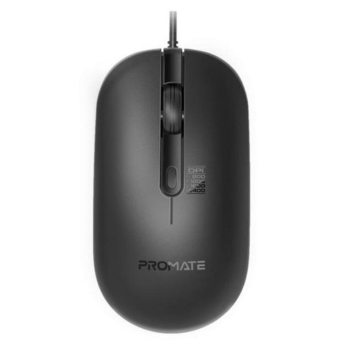 Promate 4-Button Wired Optical Mouse 2400 DPI Black