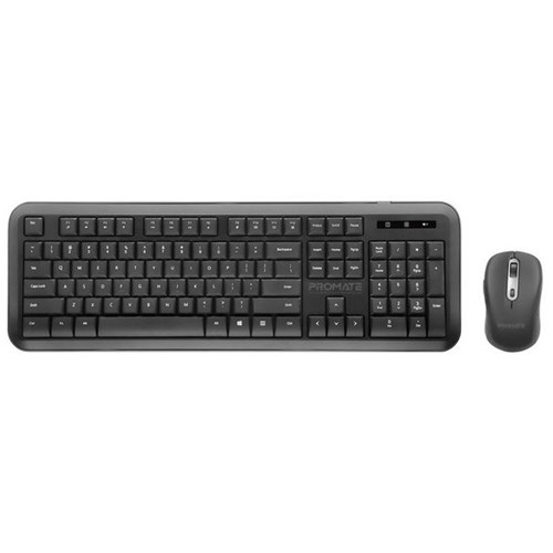 Promate Full Size Wireless Keyboard & Mouse Combo with Dual USB-A/C