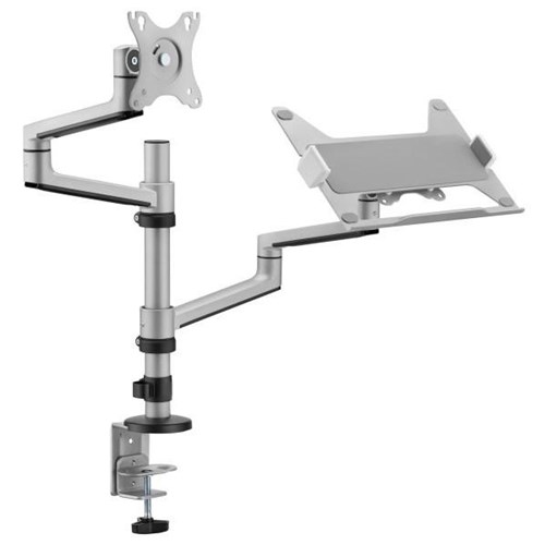 Brateck LDT72-C024ML Desk Mount Dual Monitor Arm & PC Tray Premium Aluminium Articulating 17-32 Inch