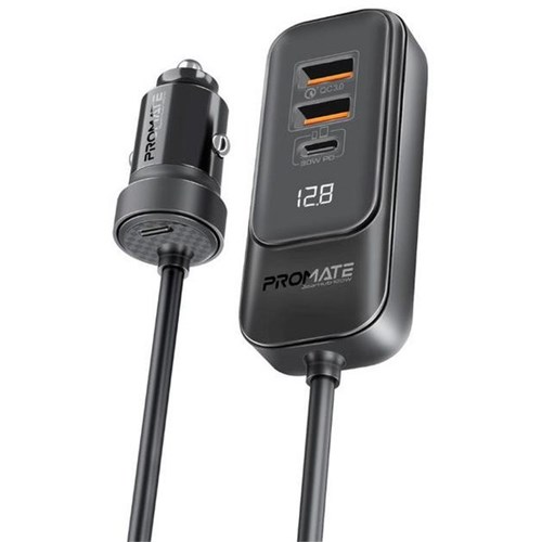 Promate In-Car Device Charger Backseat 3 Port 120W Black