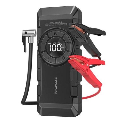 Promate 4-in-1 Heavy Duty Car Jump Starter & Air Compressor 2000A/12V 12000 mAh Black/Red