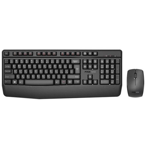 Promate Ergonomic Wireless Multimedia Keyboard and Mouse Combo Black