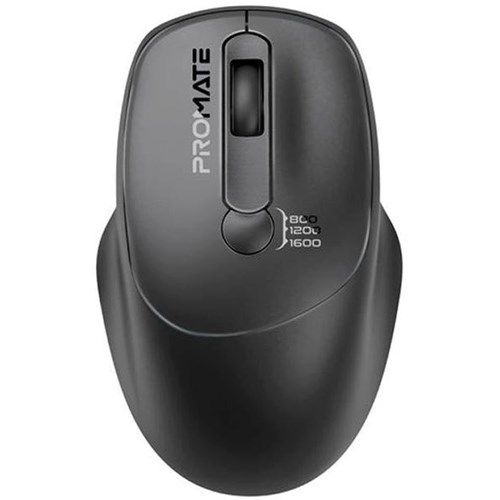 Promate EZGrip Ambidextrous Ergonomic Wireless Mouse Black