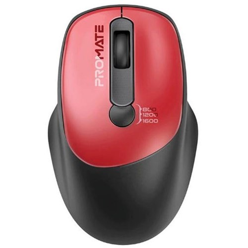 Promate EZGrip Ambidextrous Ergonomic Wireless Mouse Red