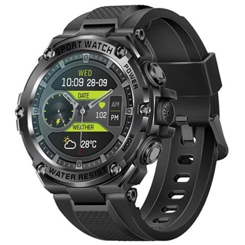 Promate IP67 Sport Watch 1.53 Inch Round Screen & Bluetooth Calling Black