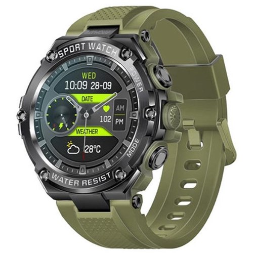 Promate IP67 Sport Watch 1.53 Inch Round Screen & Bluetooth Calling Midnight Green