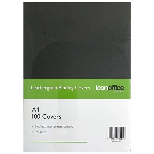 Icon Binding Covers 250gsm A4 Black, Pack of 100