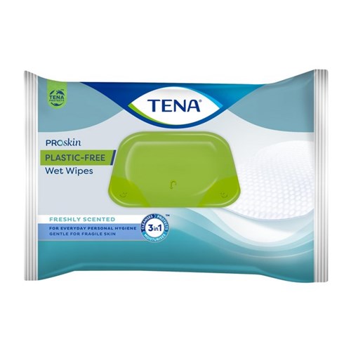 TENA ProSkin Plastic Free Wet Wipes, Packs of 48 Sheets