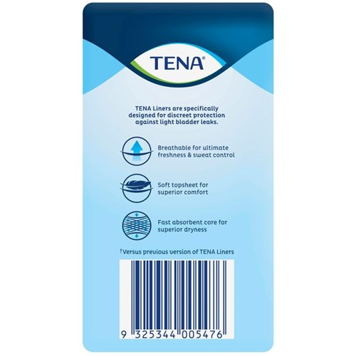 TENA Continence Liners Women's Standard Length, Carton of 6 Packs of 18