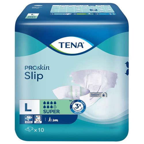 TENA ProSkin Slip Continence Pads Super Large, Carton of 6 Packs of 10