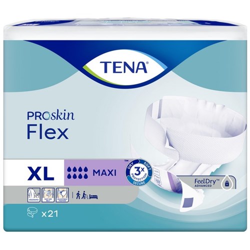 TENA ProSkin Flex Maxi Continence Briefs Unisex XL, Carton of 3 Packs of 21