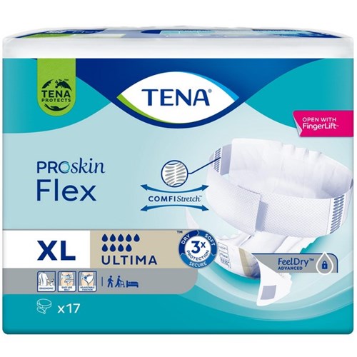 TENA ProSkin Flex Continence Briefs Unisex Ultima XL, Carton of 3 Packs of 17