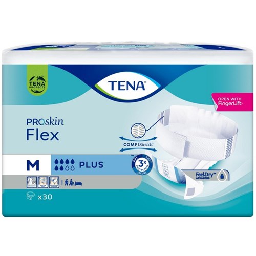 TENA ProSkin Flex Continence Briefs Unisex Plus Medium, Carton of 3 Packs of 30