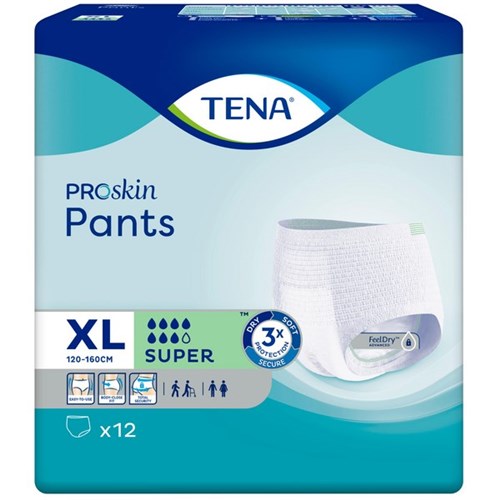 TENA ProSkin Continence Pants Unisex Super XL, Carton of 4 Packs of 12