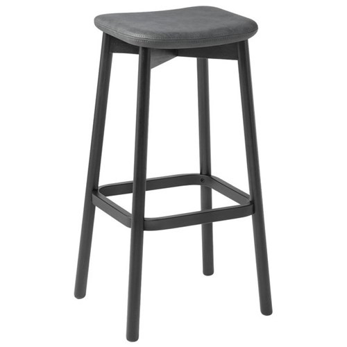 Eden Orlo Bar Timber Stool 764mm Black Ash/Pelle Onyx