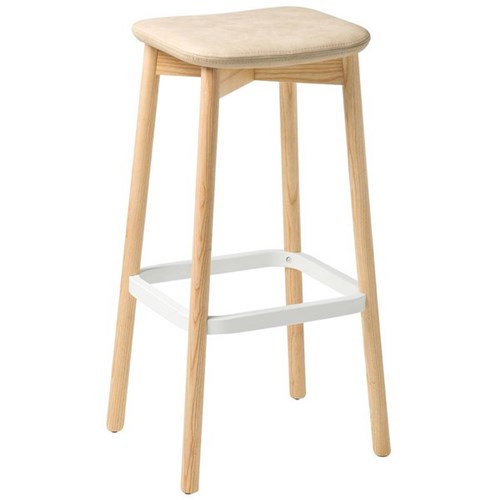 Eden Orlo Bar Timber Stool 764mm Natural Ash/Pelle Bone