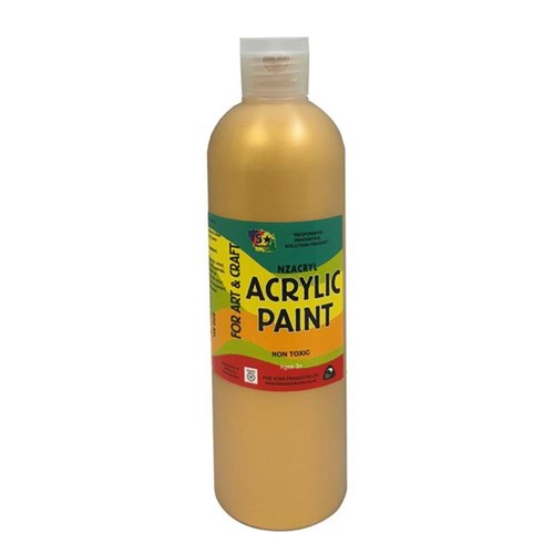 Five Star NZACRYL Acrylic Paint 500ml Metallic Bright Gold