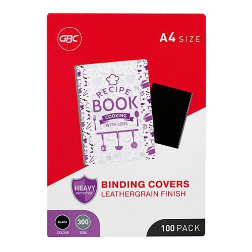 GBC Binding Cover A4 Leather Grain Black, Pack of 100