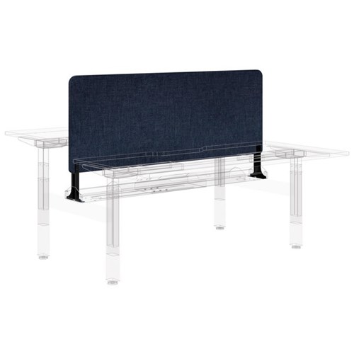 Fiord Centre Desk Screen 1500x600mm Black Brackets Keylargo/Denim