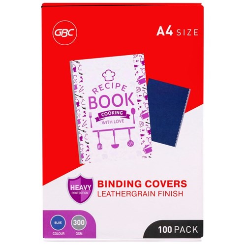 GBC Leathergrain Binding Covers 300gsm A4 Blue, Pack of 100