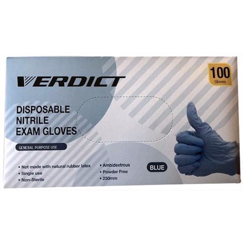 Verdict Nitrile Medical Food Safe Gloves Blue