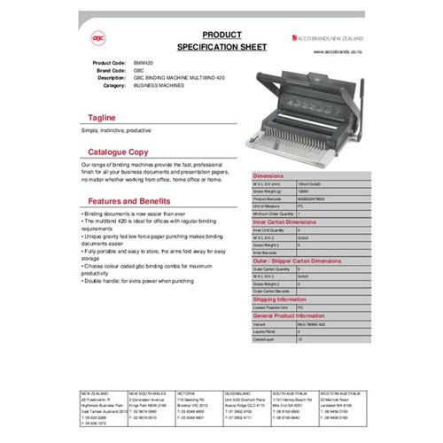GBC Multibind 420 Binding Machine 