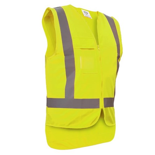 Caution Day & Night Fluoro Safety Vest Yellow